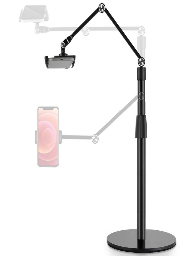 Viozon Tablet Phone Overhead Stand, Height & 360 Degree Angle Adjustable, Aluminum Desktop Stand, Compatible with 3.5-11" Cellphone or Tablet Such as iPhone iPad Pro Air Mini, Samsung, Nexus(AP-4P-B) - Image 1